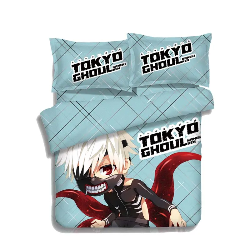 Japanese Anime Tokyo Ghoul Ken Kaneki 4pcs Bed Linen Sheets Duvet Cover Set | Дом и сад