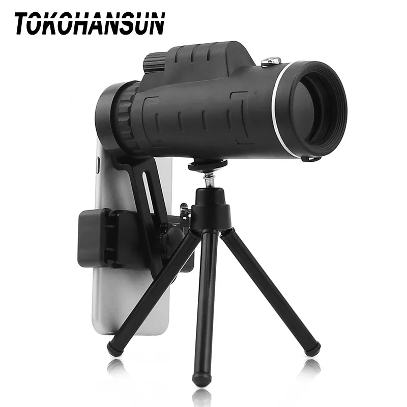 Черный 40x60 HD телескоп мобильный телефон зум объектив камеры оптические телескопы Telescopio Монокуляр телеобъектив для смартфонов - Цвет: Черный