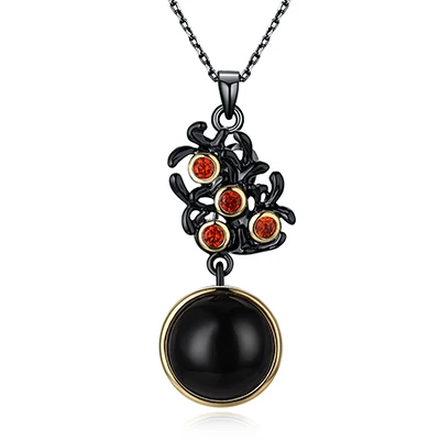 NECKLACE Красивый Филиал дизайн ожерелье серьги наборы черный камень подвеска 2 шт Ювелирные наборы для вечерние женские модные - Окраска металла: NECKLACE