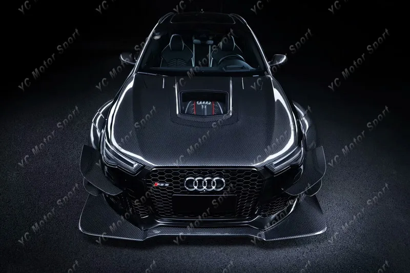 Реплика из углеродного волокна широкоугольный комплект для 2015 2017 RS6 DTM капот губа
