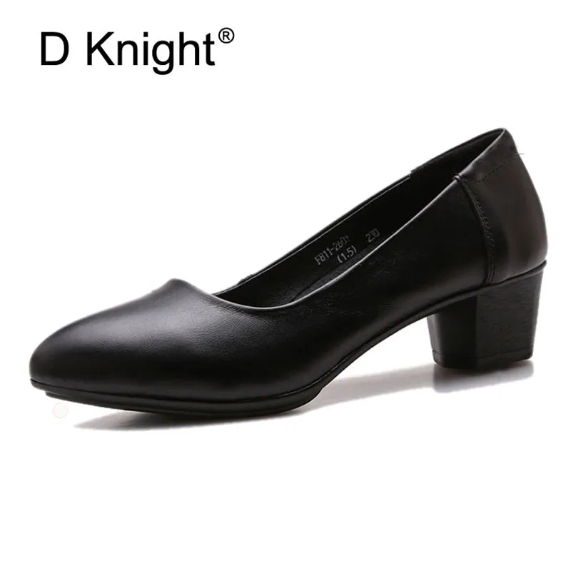 

Women Genuine Leather High Heels Shoes Classic Cow Leather Shallow Mouth Women Pumps Ladies Elegant Office Heels Large Size 4-10