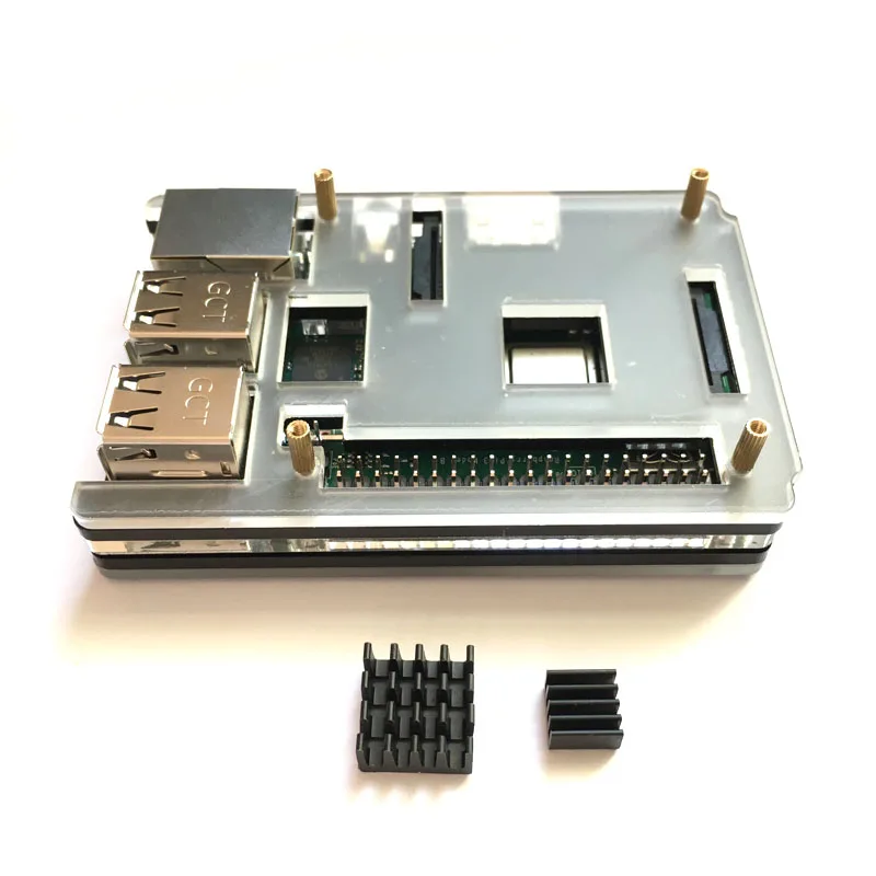 Raspberry Pi 3 акриловый корпус черный и прозрачный цветной Корпус Корпуса+ 2 шт алюминиевый радиатор для Raspberry Pi 3B