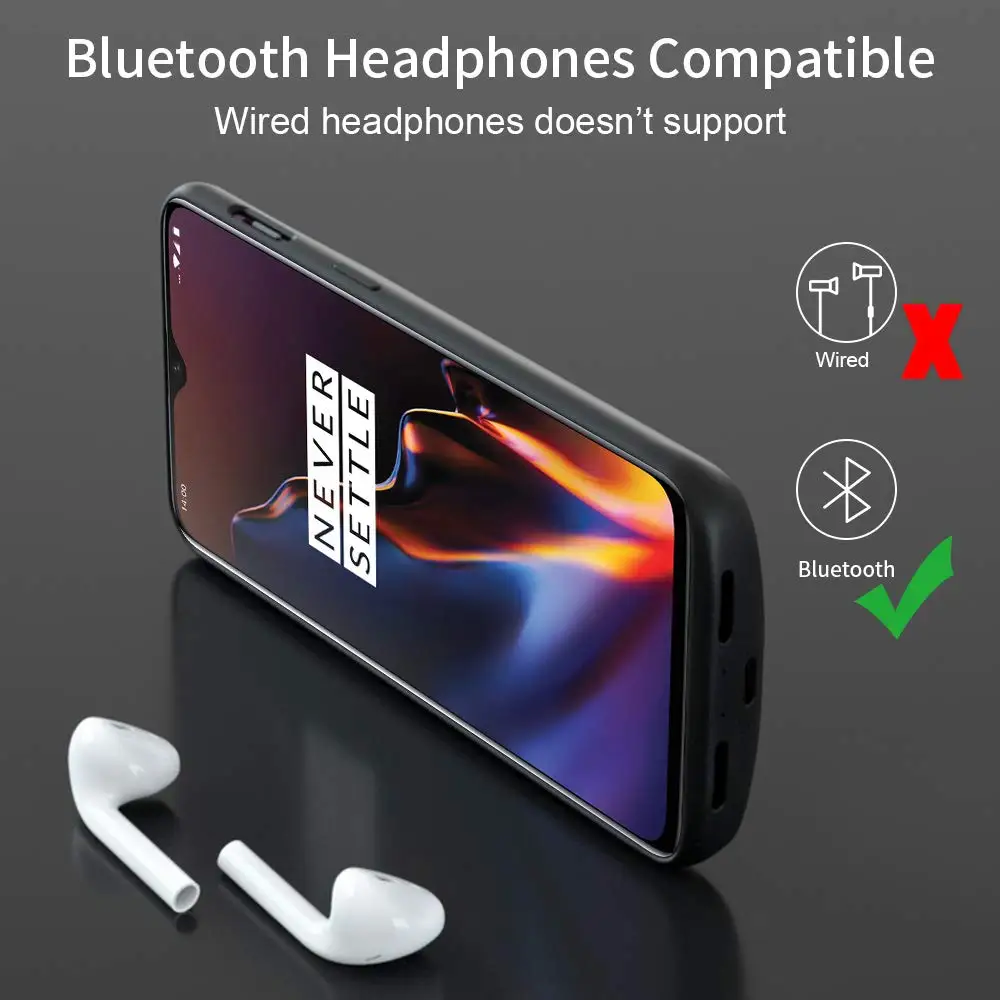 NEWDERY для One Plus 6 T батарея случае 4700 мАч Расширенный зарядное устройство чехол с ТПУ поднятый Bezels, портативный тонкий зарядный чехол C