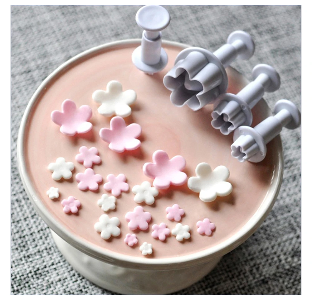 4 шт./лот Плунжер для цветения сливы Фондант Формочки печенья набор инструментов