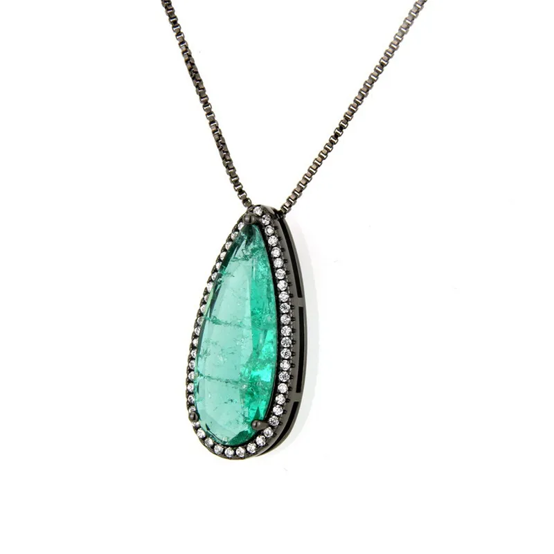 Lucky Sonny Tourmaline Fusion Jewelry Set Party Pear Earrings &amp Necklace Lindo Joyeria Ice CZ Crystal Brincos Collar Semijoyas |