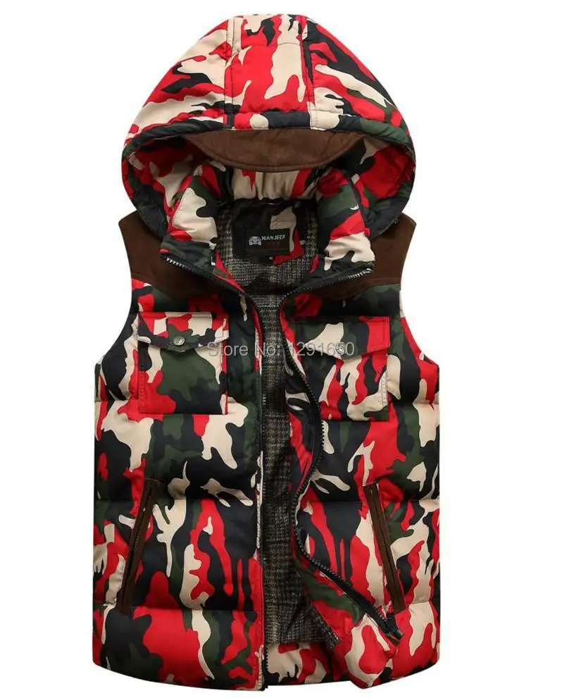 Autumn 2014 Fashion Men's Camouflage Down Vest Casual Mens Slim Fit Warm Winter Waistvest Male Coat and Jacket Wholesale NF342 | Мужская