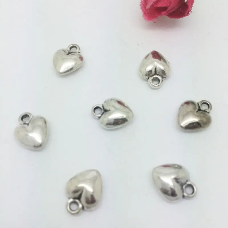 LEENAHAR-10pcs винтажная антикварная серебряная металлическая подвеска в форме сердца