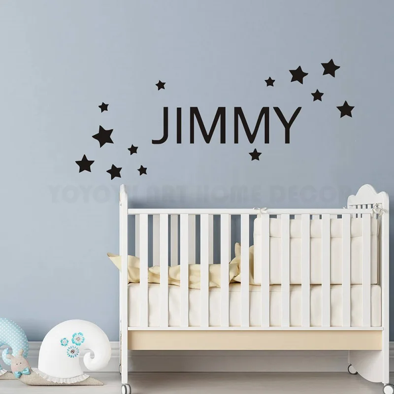 

Stars With Custom Name Vinyl Wall Decal Personalzied Boys Girls Name Wall Sticker For Kids Room Nursery Bedroom Decor ZX564