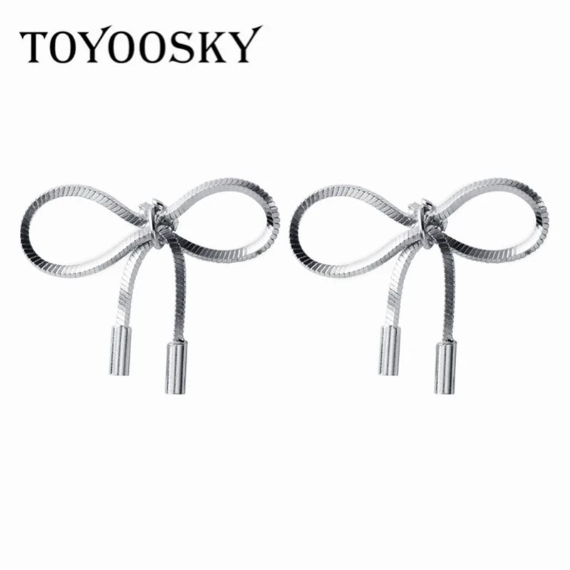 

New Design Real 925 Sterling Silver Box Chain Bowknot Shape Earrings for Women Pretty Silver Party Jewelry