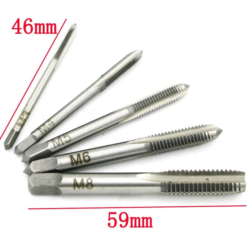 

5PCS/Set HSS M3 M4 M5 M6 M8 Machine Spiral Point Straight Fluted Screw Thread Metric Plug Hand Tap Drill Tool