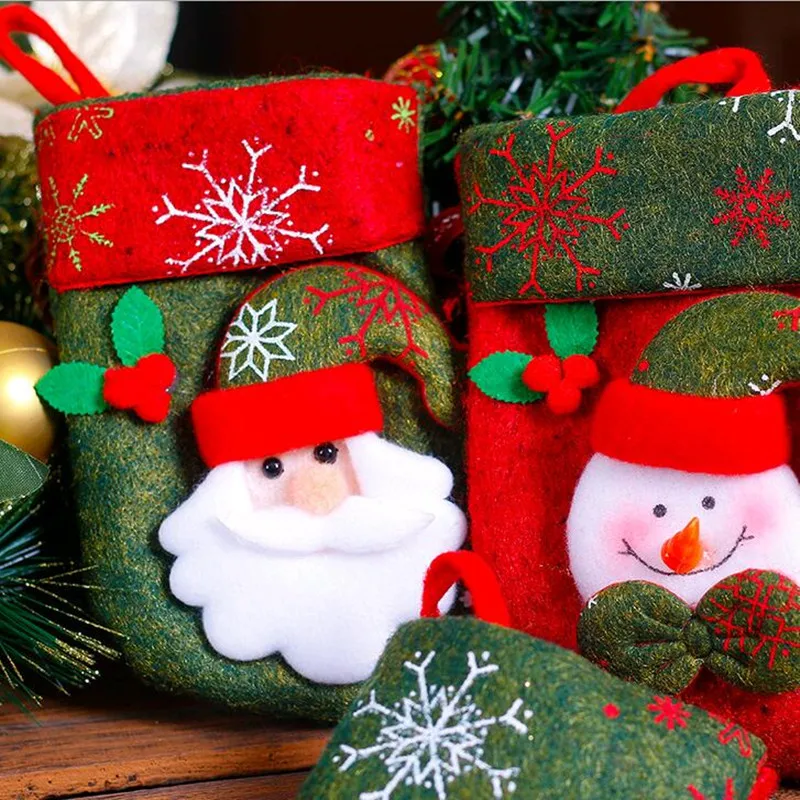 5pcs Gift For New Year Christmas Decor Party Decorations Santa Claus Stocking Candy Socks Gifts Bag Home | Дом и сад