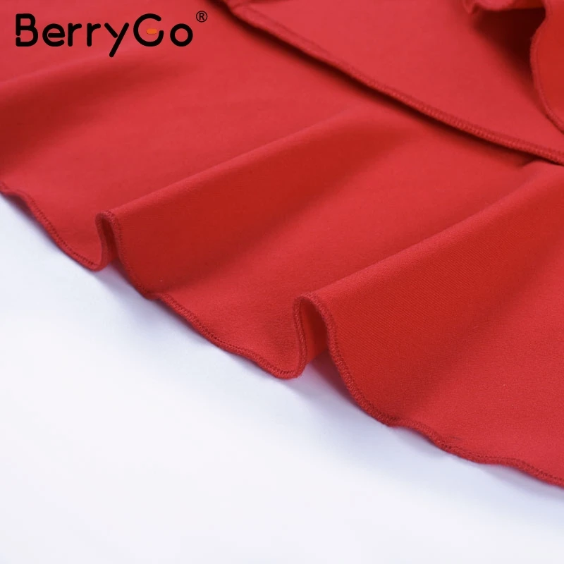 BerryGo элегантное сексуальное платье с открытой спиной для женщин 2017 оборками