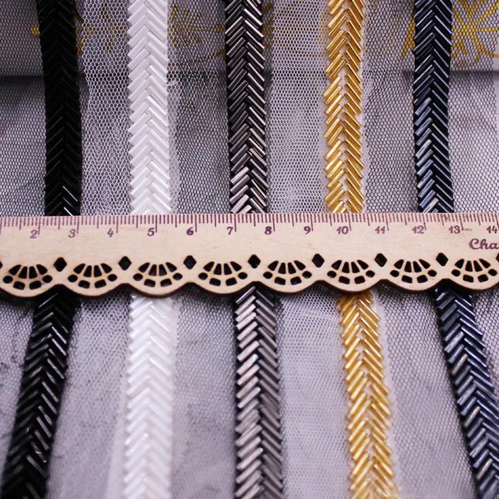 10 ярдов отделка бисером кружева DIY Одежда декольте свадебное платье одежда сетка