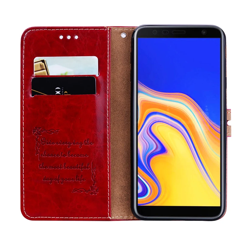 Кожаный чехол для Samsung Galaxy J4 2018 J410 J400F Plus J415 J415F с откидной крышкой | Мобильные