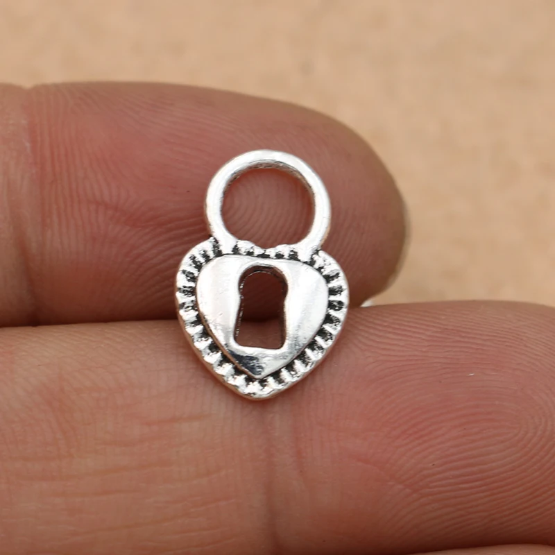 10PCS Antique Silver Plated Heart Lock Charm Pendants Jewelry Diy Making Bracelet Accessories 17x12mm | Украшения и аксессуары