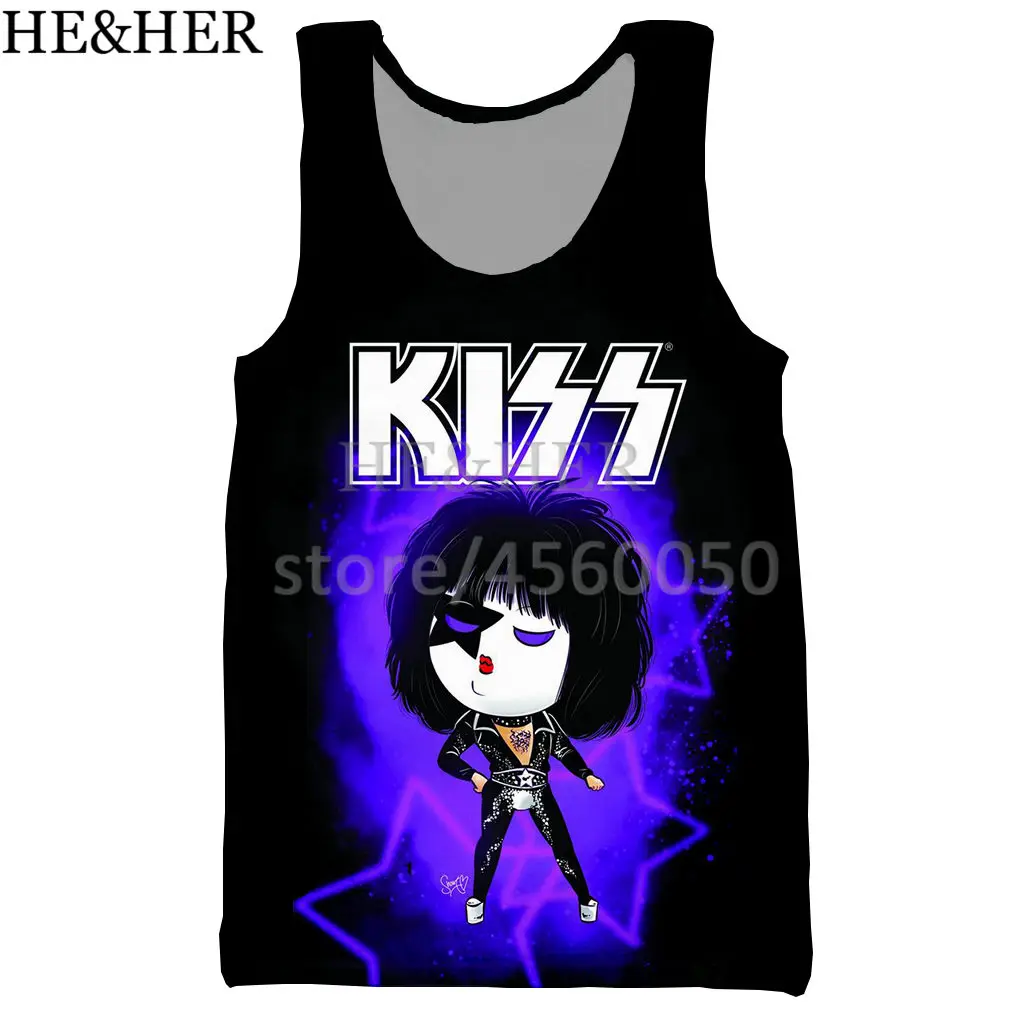 Rock KIss band, 3D принт, майка для мужчин, модная, крутая, летняя, майка, для работы, для мужчин, женщин, майки, Холтер, майка - Цвет: 08