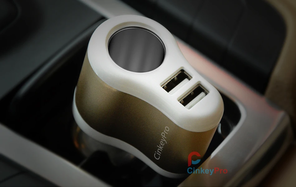 CinkeyPro автомобильное Зарядное устройство прикуриватель 2-Порты USB Зарядное устройство 2.1A автомобиля-Зарядное устройство мобильного телефона, Универсальные наушники для iPhone samsung зарядки