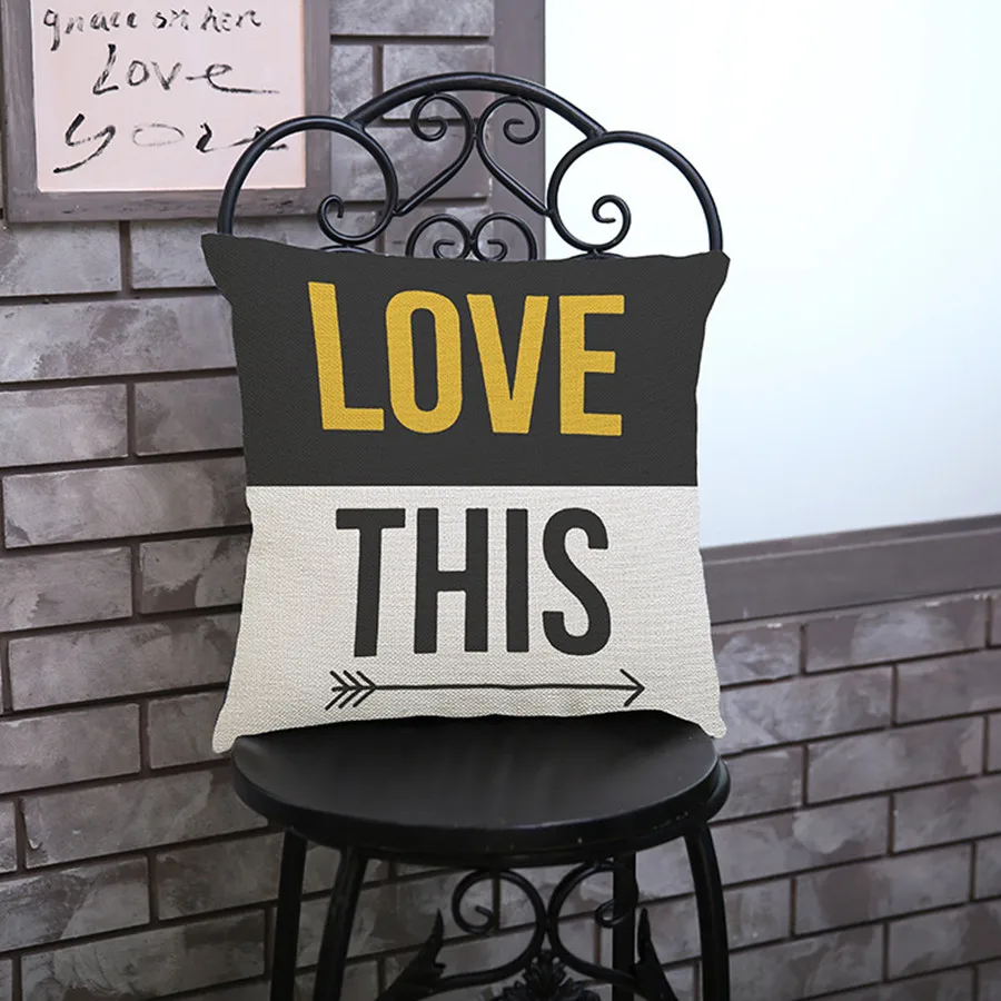 Модные высококачественные декоративные подушки из хлопка и льна с надписью LOVE на