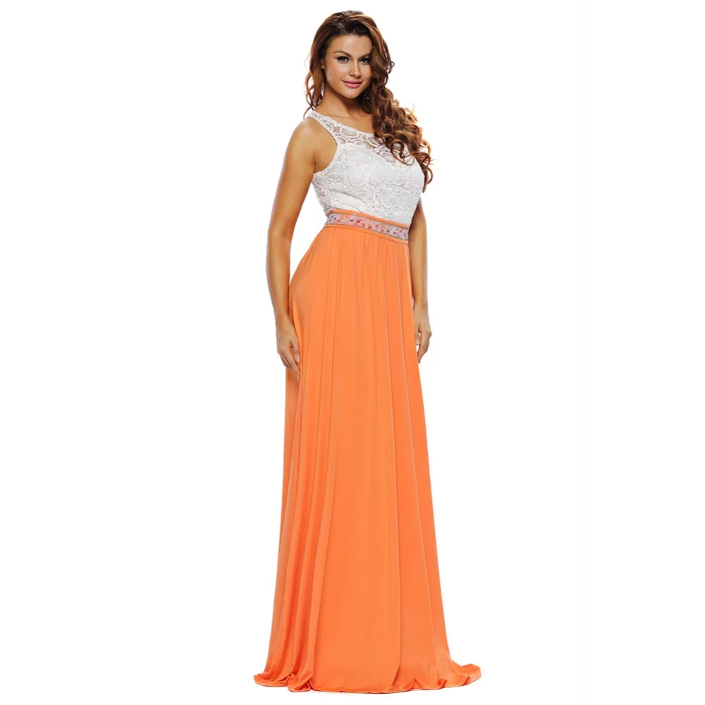 Элегантные Длинные Вечерние Платья с Тех Довольно 2017 Vestido Платья/Пром orange T-shirt