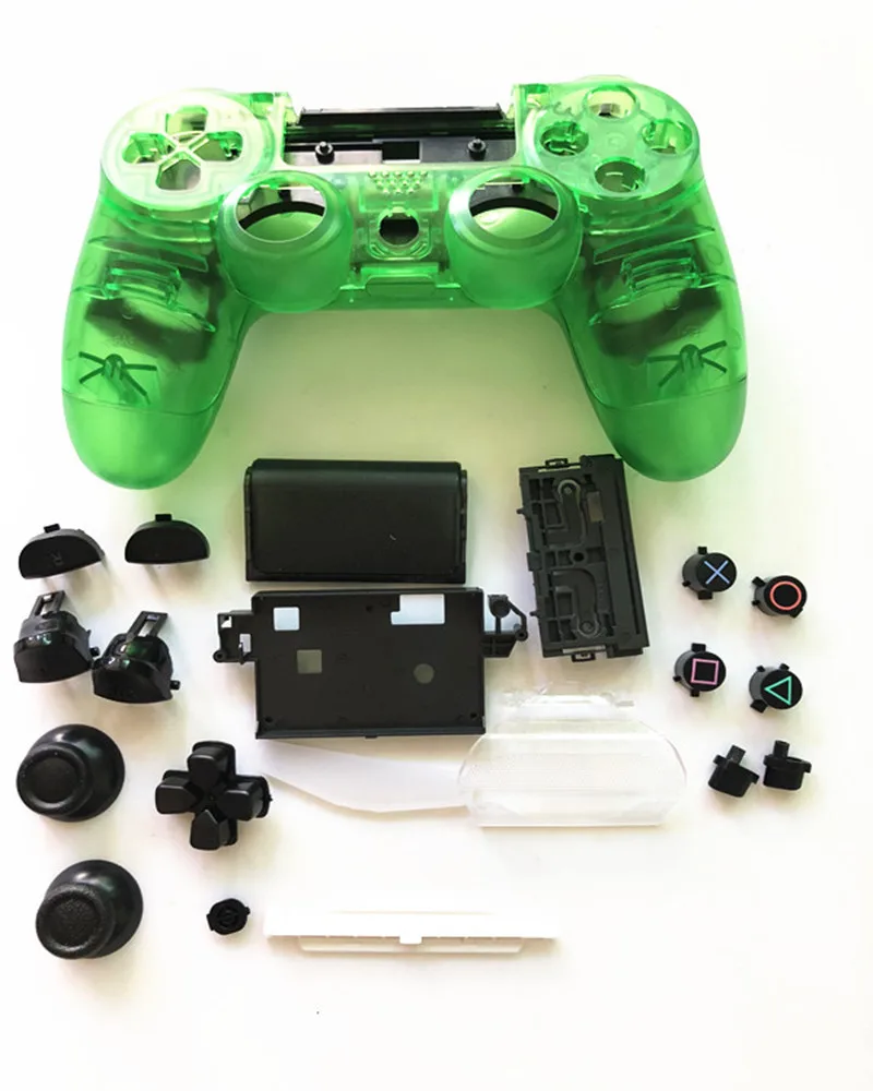 Для PS4 Pro JDS 040 JDM 040 V2 контроллер прозрачный кристалл полный Корпус в сборе чехол на кнопке mod kit Сменные Лицевые панели - Цвет: Green