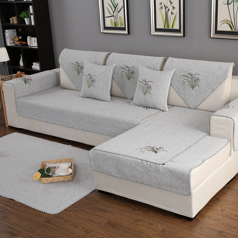 Чехлы для дивана с орхидеей толстые всесезонные однотонные накидки на диван