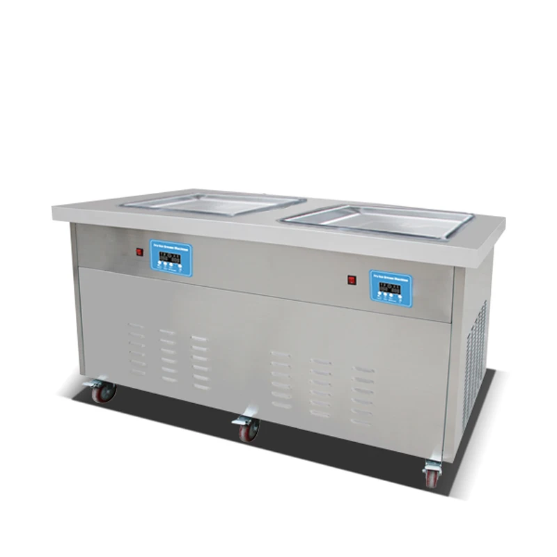 Двойные плоские сковородки машина для жареного мороженого в рулоне