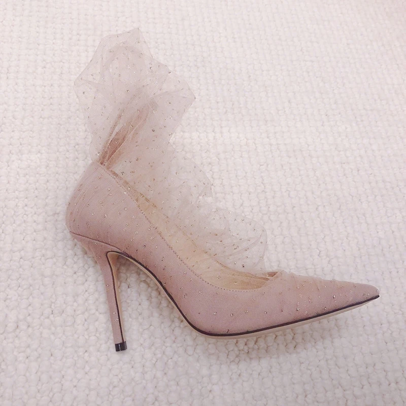 Женские кружевные туфли лодочки на высоком каблуке элегантные свадебные с