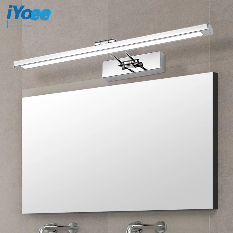 

iYoee Modern Stainless Steel LED Wall Lights with Swing arm Bathroom Sconces Lights Over Mirror 41cm 55cm 80cm 3 lengths Fixture