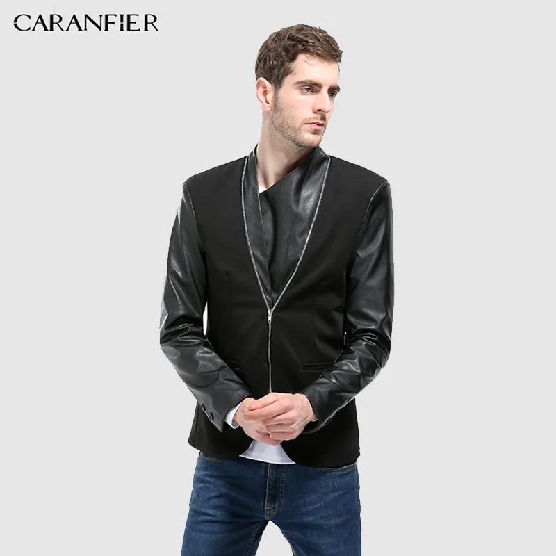 CARANFIER блейзеры мужские Новые лоскутные повседневные куртки с отложным