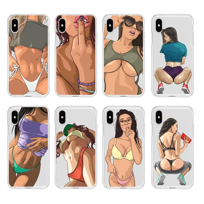 Сексуальная горячая девушка лето Twerk TPU прозрачный чехол для телефона iPhone 6G 6s 7 8plus