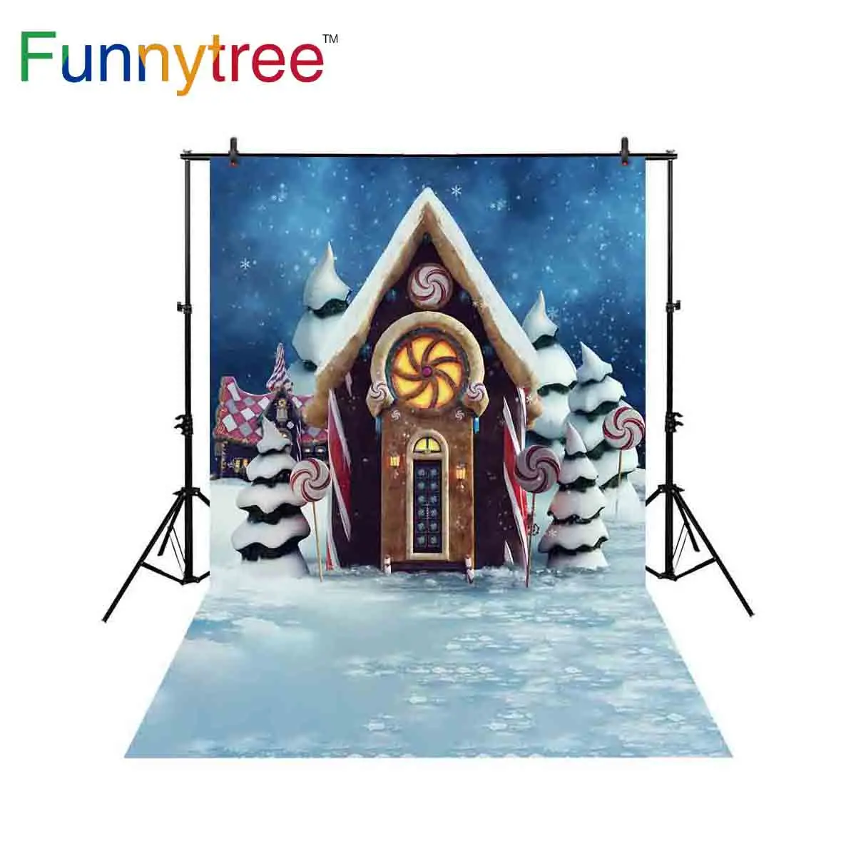 Фон Funnytree для фотостудии зимняя снежная Рождественская елка пряничный домик