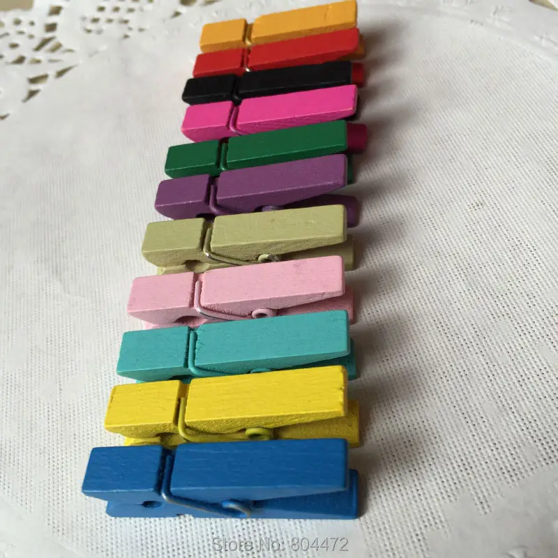 (50pcs/lot) 35 MM Wood Wooden Snacks Pin Folder Clothespin Desk Paper Photo Clip Mini Clothespins | Дом и сад