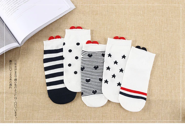 10pairs/lot new cute Japanese love socks cotton soft and comfortable boat socks women socks thin breathable socks