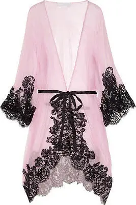 

Women Sexy Pink Lace Sleepwear Chemise Kimono Sleep Nighty Gown Bath Robe sleeping dress