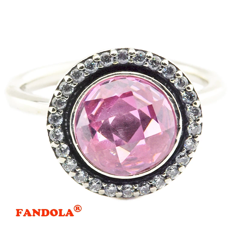 Подлинное ювелирное изделие из стерлингового серебра 925 пробы кольцо с розовым и