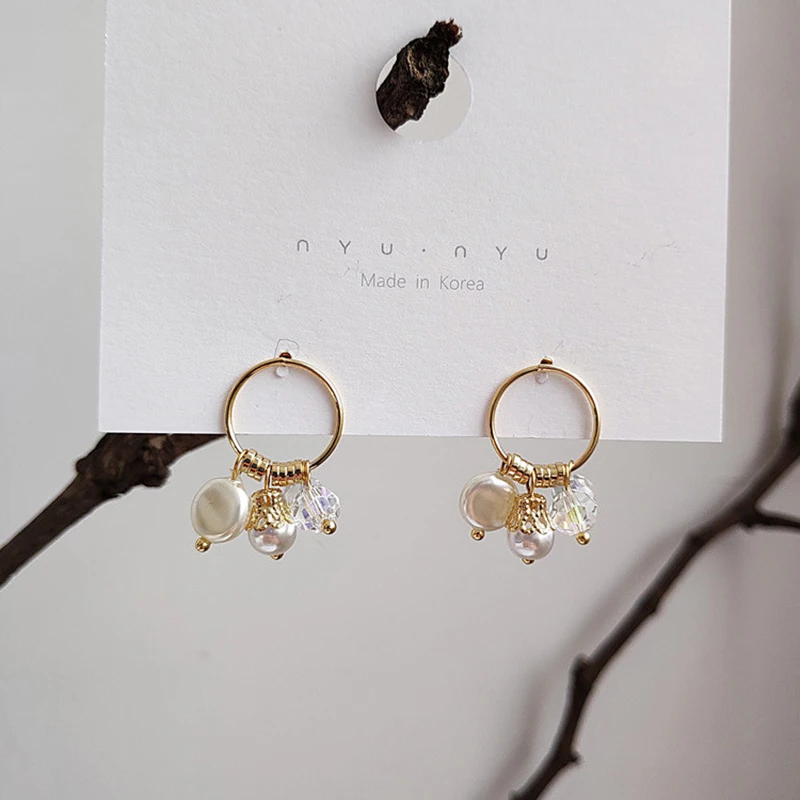 Женские серьги-гвоздики с жемчугом GWACC корейские в современном