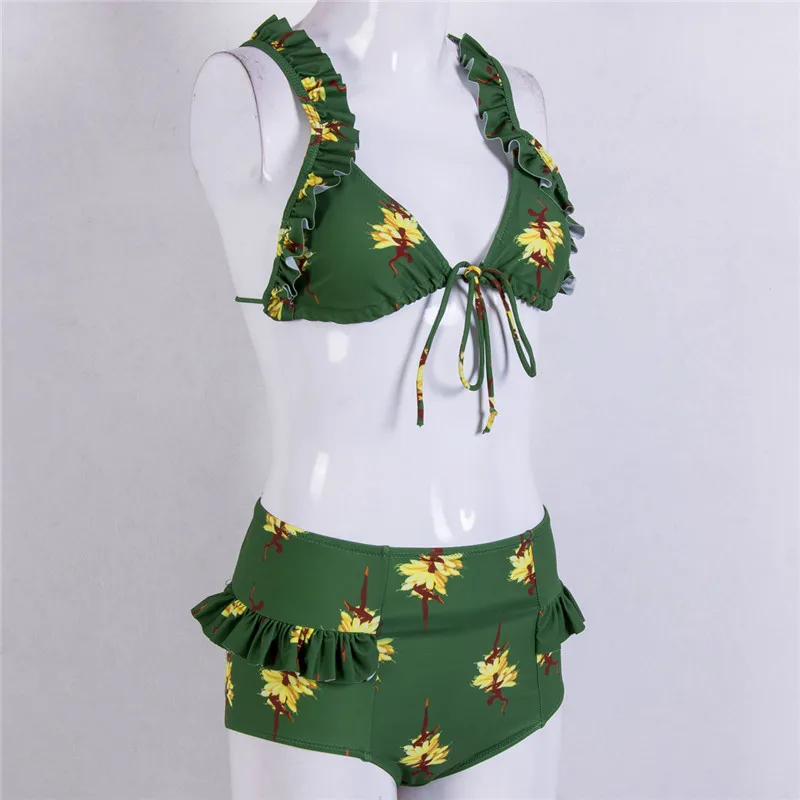 

Summer Women Floral Printed Bikini Set 2018 New Sexy Women Push-up Padded Swimsuit 2Pcs Swimwear Biquini High Waist Bathing Suit