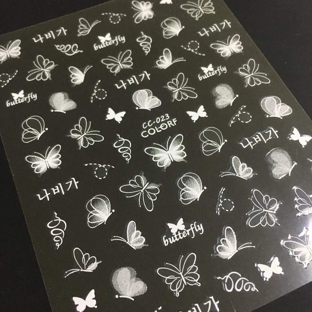 

Newest CC sereis CC-23-24-39 butterfly 3d nail art sticker nail decal stamping export japan designs rhinestones decorations