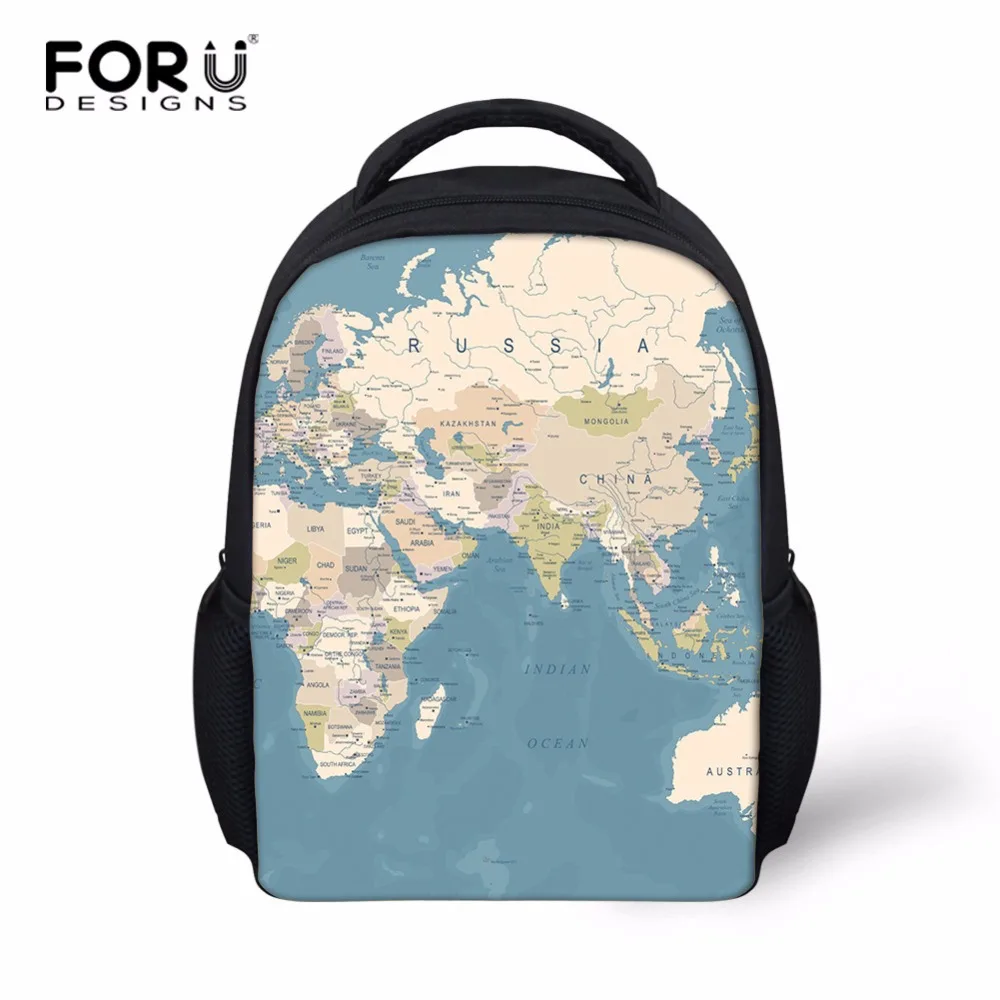 

FORUDESIGNS Cute Kids Mini School Bags Map Girl Children Book Bags Preschool Kindergarten Backpack Toddler Shoulder Book Bag