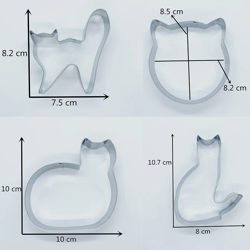 KENIAO 5pcs Cat Cookie Cutters Set Stainless Steel Mould Face Sitting/Curled/Frightened Halloween Cat&ampGoldfish Large Cutter | Дом и сад