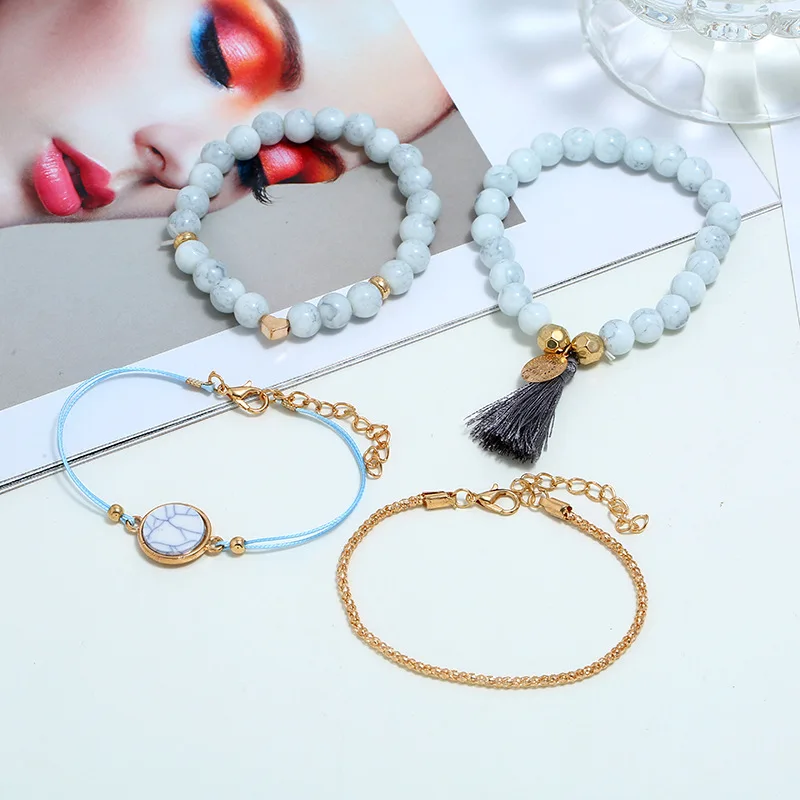 4 шт./компл. браслет с кисточками в стиле бохо жемчужные волнистые сердца
