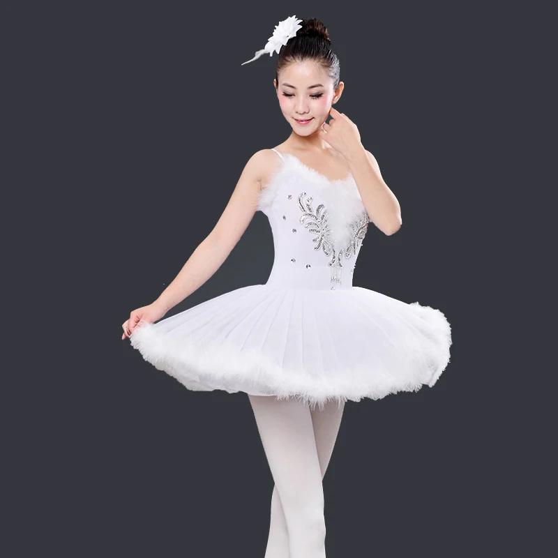 

White Ballet Dance Dress Adult Female Childkids Tutu Pancake Dress LED Light Swan Dance Performance Wear Jumpsuit Costumes H642