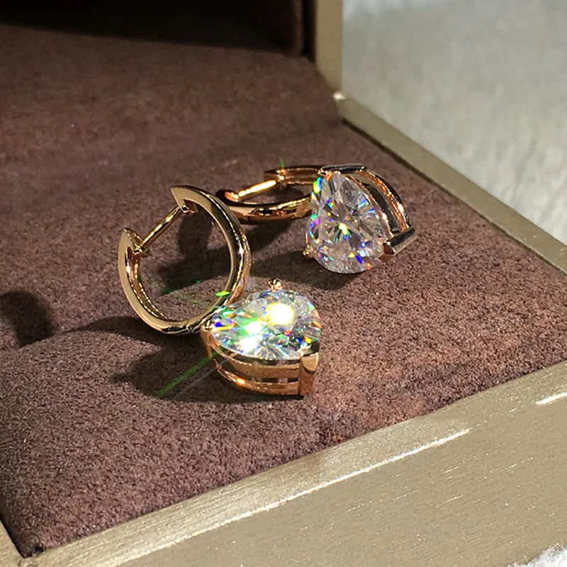 Оригинальный сердце Earrring 1ct AAAAA cz реального 925 серебро массивные вечерние