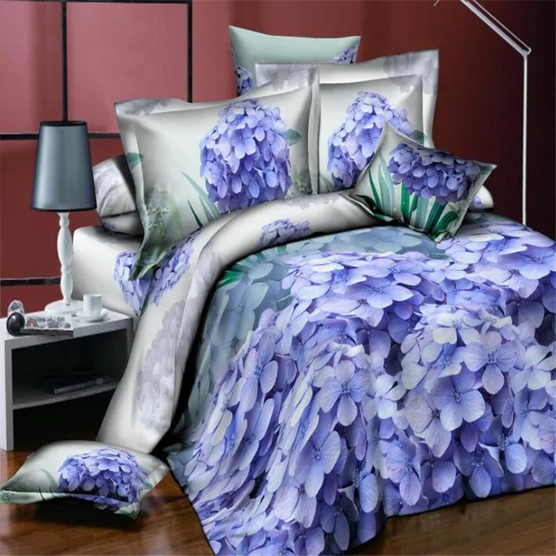 Домашний текстильный Комплект постельного белья с 3D розами фиалки пасторальный