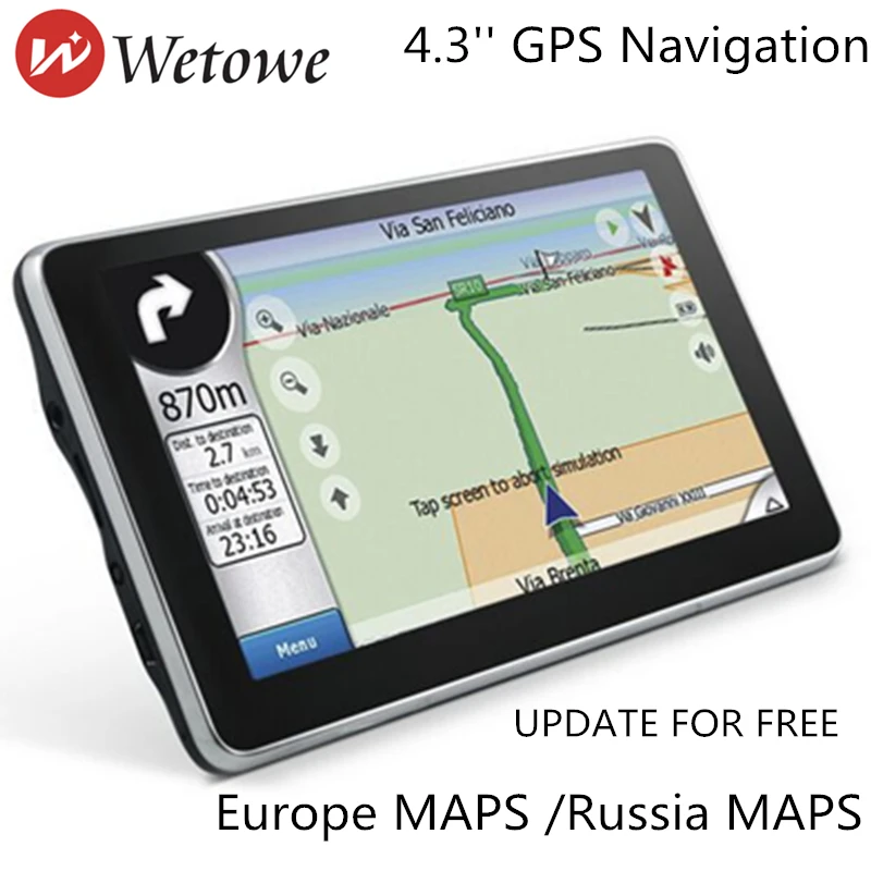 Wetowe G4 4. 3 дюйма TFT LCD сенсорный экран автомобильный GPS навигация последняя карта