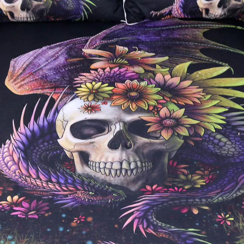 3 шт./компл. набор постельного белья с изображением цветка дракона сахара черепа