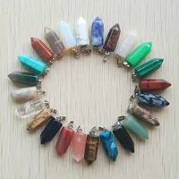 50pcslot wholesale fashion bestselling good quality natural stone mix point pillar pendants for jewelry making free shipping