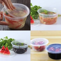 10pcs plastic bowl disposable lunch soup bowl food round container box with lids plastic bowl