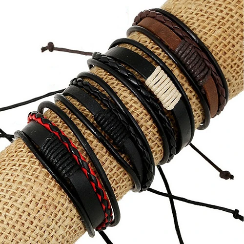 Unisex Vintage Retro Multilayer Braided Faux Leather Wristband Bracelet Bangle | Украшения и аксессуары