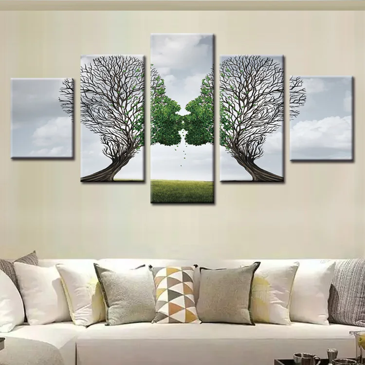 5 панелей абстрактные дерево люди серия печать холст картина Современные картины